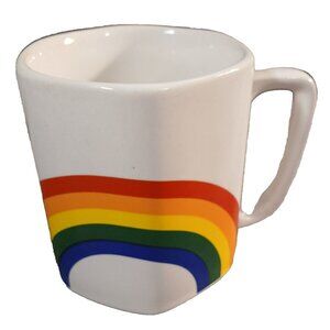 Unbranded Octagon Rainbow Vintage Styke Stoneware Mug White 🌈 🌈 Pride
